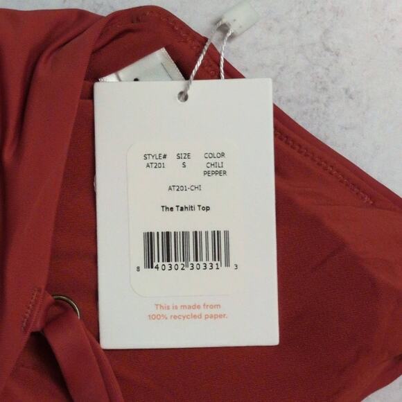 NWT Andie Tahiti Top Chili Pepper Comfortable Adjustable V-Neck Bikini S - Picture 9 of 9